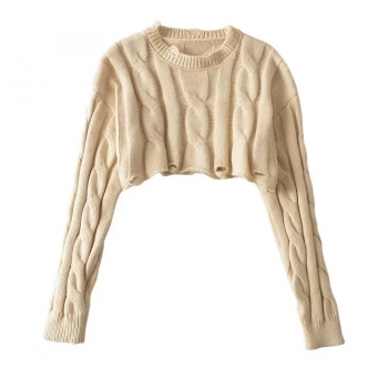 autumn new stylish 4-colors solid color slight stretch hole exquisite knitted sweater