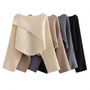 autumn & winter new 4 colors slight stretch irregular design loose fashion knitted sweater