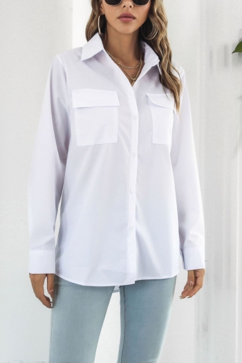 autumn new two colors pure color non-stretch single-breasted pockets stylish casual classic blouse