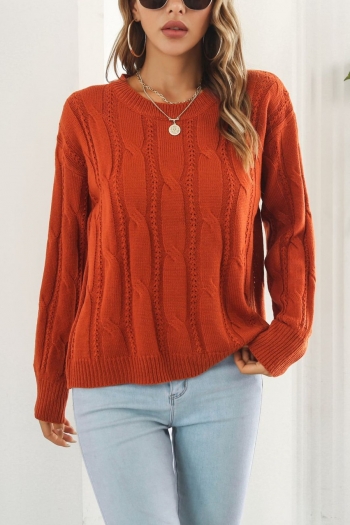 winter new pure color twist knitted slight stretch casual simple sweater