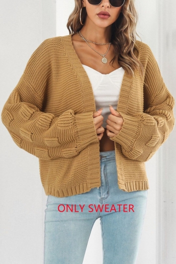 winter new two colors slight stretch lantern-sleeve stylish all-match knitted cardigan sweater(only sweater)