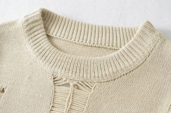 Autumn new 5 colors slight stretch ripped stylish all-match crop knitted sweater
