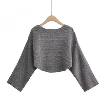 Autumn new 3 colors slight stretch long sleeve irregular stylish exquisite crop knitted sweater(without underwear)