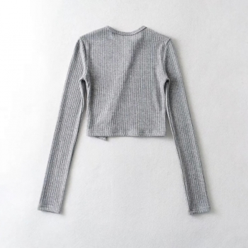 Autumn new three colors slight stretch oblique single-breasted long sleeve exquisite slim knitted top