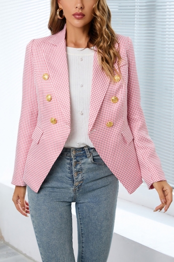 autumn & winter new plus size 3 colors houndstooth printing non-stretch shoulder padded suit collar pocket button stylish office lady style high quality blazer