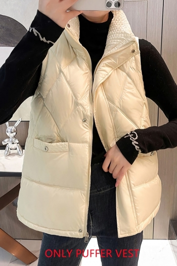 m-3xl autumn & winter new plus size 4 colors non-stretch high-neck zip-up pocket stylish all-match puffer vest(only puffer vest)