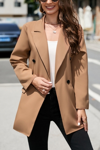 autumn new stylish solid color double breasted non-stretch plus size casual blazer(without pocket)