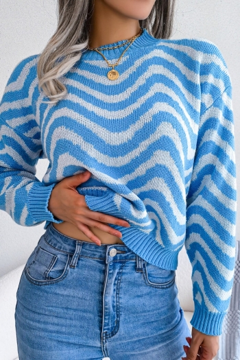 winter new two colors irregular stripe knitted slight stretch stylish casual all-match sweater