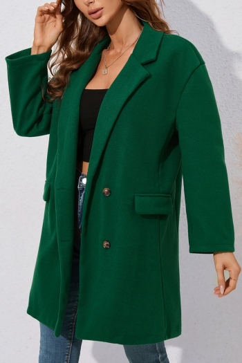  Winter new stylish 4 colors solid color plus size double breasted non-stretch casual midi tweed jacket(without pockets)