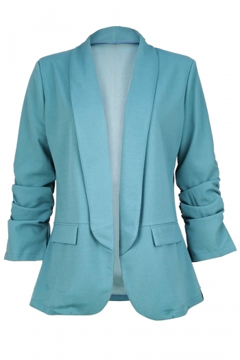 Autumn new two colors slight stretch shoulder padded shirring-sleeve stylish all-match blazer(only blazer)