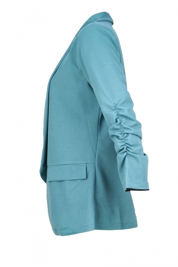 Autumn new two colors slight stretch shoulder padded shirring-sleeve stylish all-match blazer(only blazer)