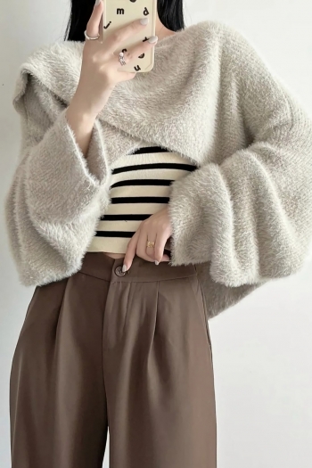 autumn & winter new 5 colors furry knitted slight stretch boat-neck loose stylish all-match irregular sweater(only sweater)