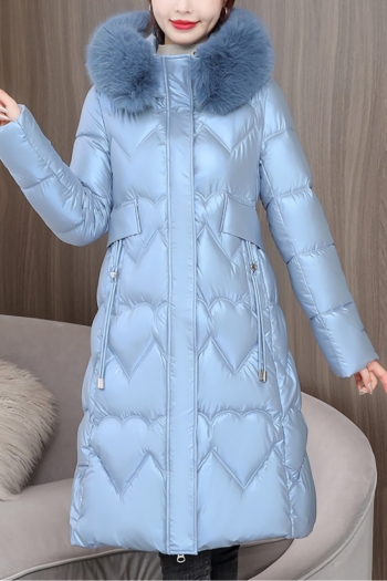 m-2xl plus size winter new 4 colors plush decor slight stretch long sleeve hooded drawstring design zip-up stylish high quality cotton overcoat