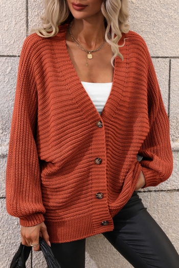 winter new 6 colors slight stretch v-neck single-breasted loose stylish casual knitted sweater(only sweater)