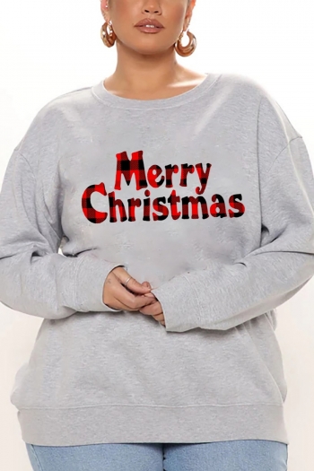 christmas style winter new plus size letter fixed printing slight stretch casual sweatshirt(size run small)
