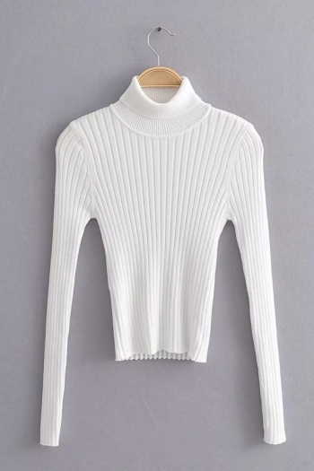 autumn & winter new three colors ribbed knitted solid color high neck slim stylish sweater