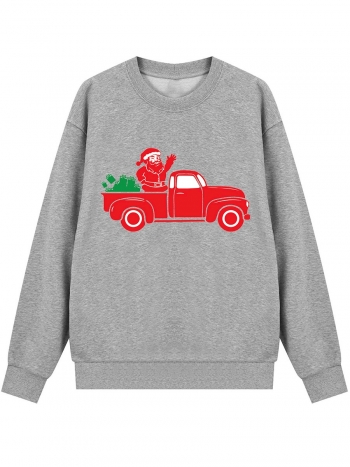 s-5xl christmas style winter new plus size santa claus fixed printing slight stretch long sleeve casual simple sweatshirt#1