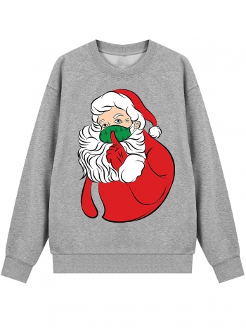s-5xl christmas style winter new plus size santa claus fixed printing slight stretch long sleeve casual simple sweatshirt#21