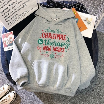 s-5xl christmas style winter new plus size letter fixed printing slight stretch hooded pocket casual all-match sweatshirt#18