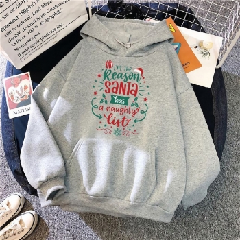 s-5xl christmas style winter new plus size letter fixed printing slight stretch hooded pocket casual all-match sweatshirt#19
