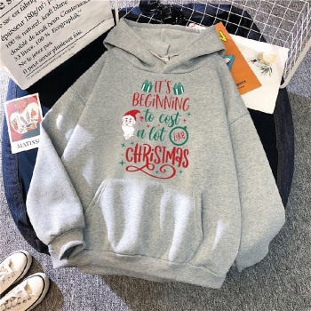 s-5xl christmas style winter new plus size letter fixed printing slight stretch hooded pocket casual all-match sweatshirt#20