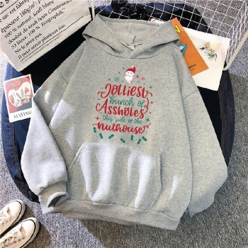 s-5xl christmas style winter new plus size letter fixed printing slight stretch hooded pocket casual all-match sweatshirt#21