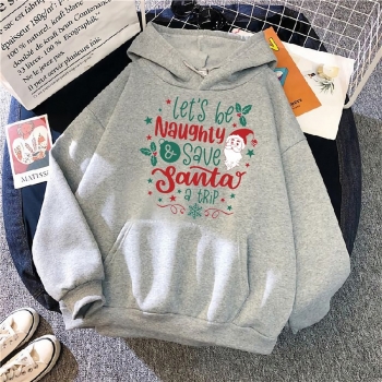 s-5xl christmas style winter new plus size letter fixed printing slight stretch hooded pocket casual all-match sweatshirt#22