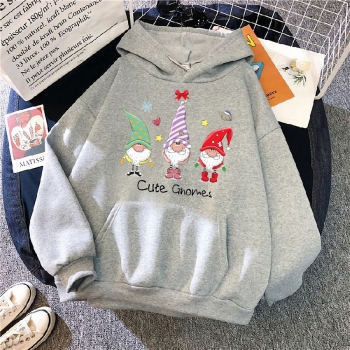 s-5xl christmas style winter new plus size santa claus & letter fixed printing slight stretch hooded pocket casual all-match sweatshirt#3