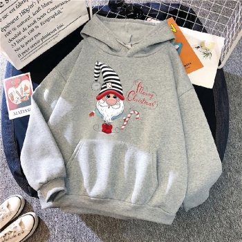 s-5xl christmas style winter new plus size santa claus & letter fixed printing slight stretch hooded pocket casual all-match sweatshirt#4