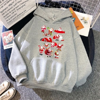 s-5xl christmas style winter new plus size santa claus fixed printing slight stretch hooded pocket casual all-match sweatshirt#8