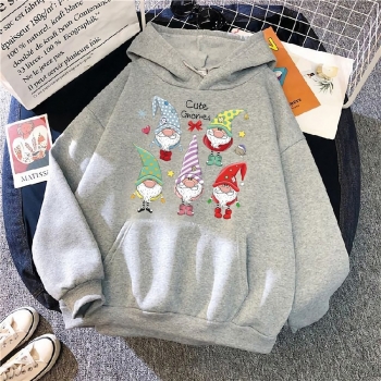 s-5xl christmas style winter new plus size santa claus & letter fixed printing slight stretch hooded pocket casual all-match sweatshirt#14