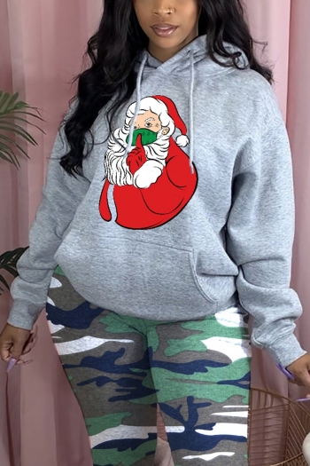 s-5xl christmas style winter new plus size santa claus fixed printing slight stretch hooded pocket casual all-match sweatshirt#21