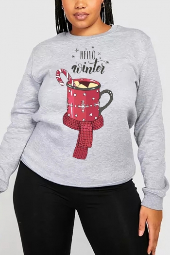 s-5xl christmas style winter new plus size letter fixed printing slight stretch long sleeve loose casual all-match sweatshirt#8