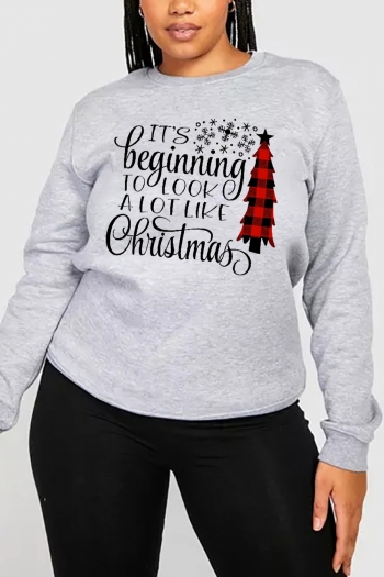 s-5xl christmas style winter new plus size letter fixed printing slight stretch long sleeve loose casual all-match sweatshirt#9