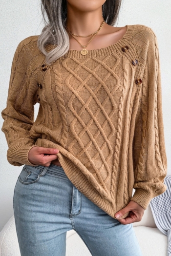 autumn & winter new 5 colors twist knitted slight stretch button decor stylish casual all-match sweater