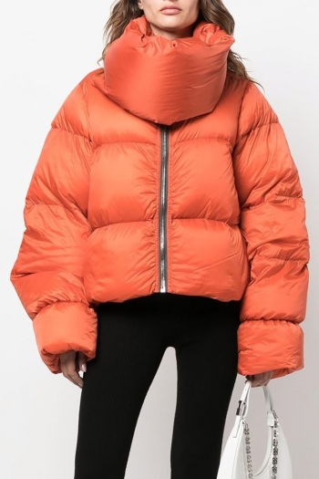 winter new plus size two colors non-stretch long sleeve zip-up snaps stylish warm high quality puffer jacket(only jacket)