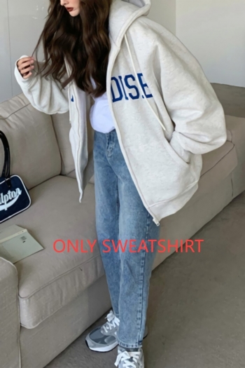 winter new non-stretch letter embroidered zip-up pocket hooded stylish high quality sweatshirt(size run small)