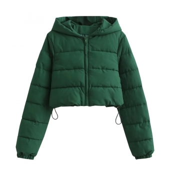 winter new non-stretch solid color hooded drawstring fashion high quality warm cotton jacket