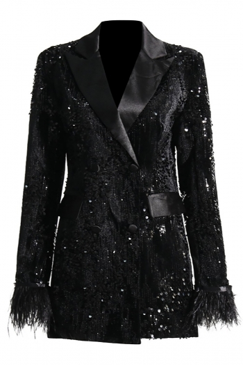 non-stretch sequin & feather decor exquisite high quality blazer