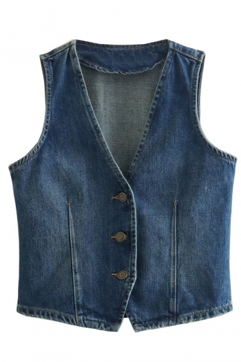 xs-l non-stretch v-neck single-breasted stylish all-match denim jacket vest
