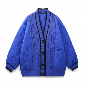 new 3 colors slight stretch knitted spliced single-breasted stylish jacket