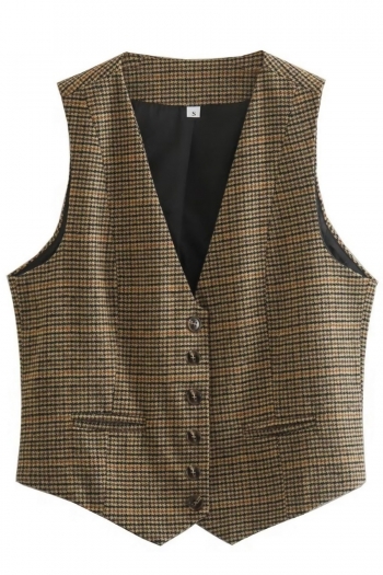 non-stretch houndstooth single-breasted fashion vest blazer