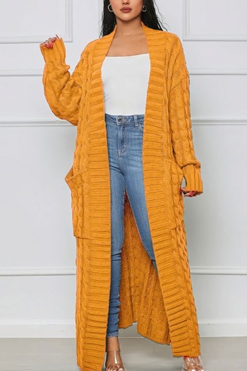 plus size 12 colors high stretch pocket knitted stylish long cardigan sweater