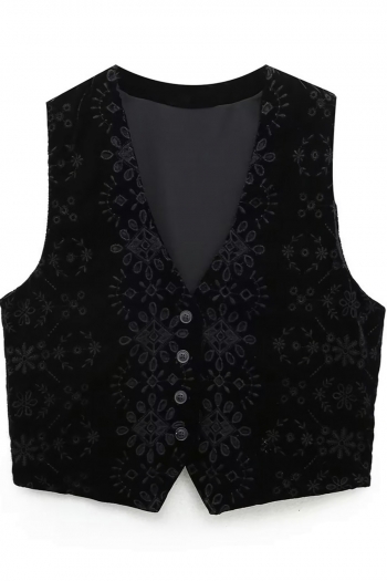 xs-l non-stretch embroidery single-breasted stylish vest jacket