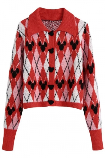 slight stretch diamond lattice jacquard button knit thin sweater