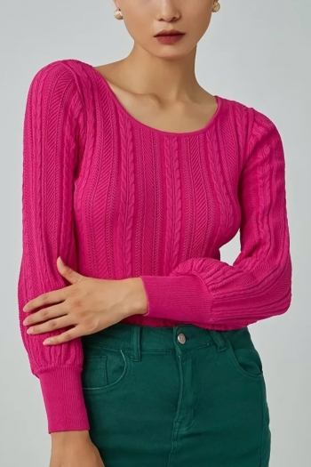 slight stretch solid color 4 colors slim lantern sleeve knit stylish bodysuit