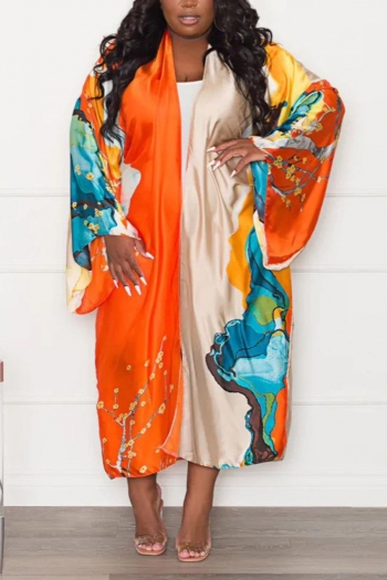 allover printing slight stretch loose stylish kimono outerwear(only kimono)