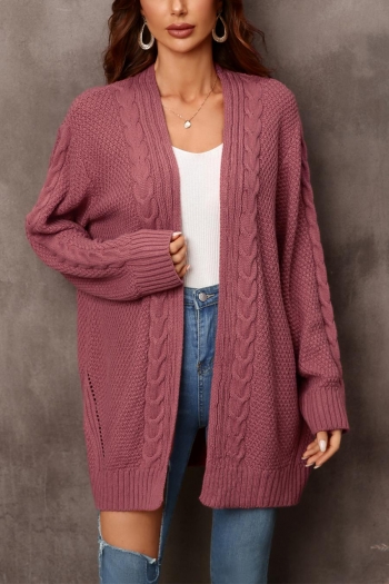 slight stretch pure color twist knitted casual all-match sweater