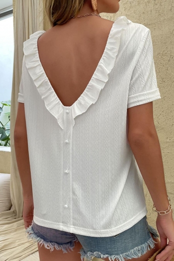 non stretch jacquard single breasted ruffle exquisite blouse(only blouse)
