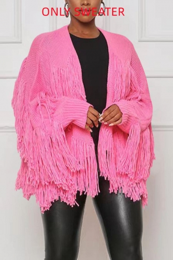 plus size 5 colors knitted slight stretch tassel stylish all-match sweater